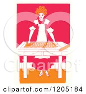 Clipart Of A Vintage Baking Girl Royalty Free Vector Illustration