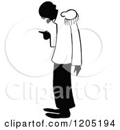 Cartoon Of A Vintage Black And White Profiled Lecturing Man Royalty Free Vector Clipart