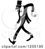 Cartoon Of A Vintage Black And White Man Walking Bert Williams Royalty Free Vector Clipart