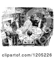 Poster, Art Print Of Vintage Black And White People Dining