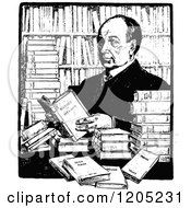 Poster, Art Print Of Vintage Black And White Man With Books