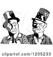 Cartoon Of A Vintage Black And White Men In Top Hats Royalty Free Vector Clipart
