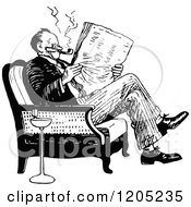 Poster, Art Print Of Vintage Black And White Man Reading A Newspaper