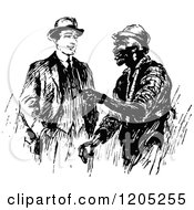 Clipart Of Vintage Black And White Men Talking Royalty Free Vector Illustration