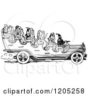Clipart Of Vintage Black And White Turkish Travelers Royalty Free Vector Illustration