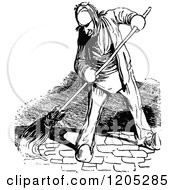 Poster, Art Print Of Vintage Black And White Man Sweeping