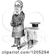 Clipart Of A Vintage Black And White Sombre Man Royalty Free Vector Illustration