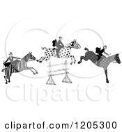 Poster, Art Print Of Vintage Black And White Leaping Patterned Horses