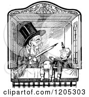 Clipart Of A Vintage Black And White Puppet Show Royalty Free Vector Illustration by Prawny Vintage