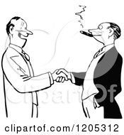 Cartoon Of Vintage Black And White Men Shaking Hands Royalty Free Vector Clipart by Prawny Vintage