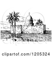 Cartoon Of Vintage Black And White Tomb Of Ezra Royalty Free Vector Clipart