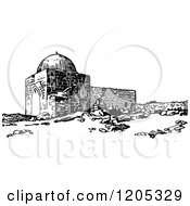 Cartoon Of Vintage Black And White Rachels Tomb Near Bethlehem Royalty Free Vector Clipart