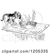 Poster, Art Print Of Vintage Black And White Dog And Hot Meal