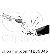 Clipart Of A Vintage Black And White Angry Fist Slamming On A Table And Wine Flying Royalty Free Vector Illustration by Prawny Vintage