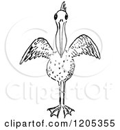 Clipart Of A Vintage Black And White Pelican Royalty Free Vector Illustration by Prawny Vintage