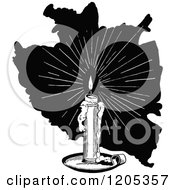 Clipart Of A Vintage Black And White Candle Royalty Free Vector Illustration