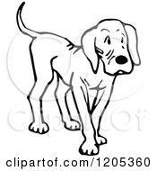 Cartoon Of A Vintage Black And White Dog Royalty Free Vector Clipart