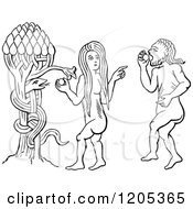 Clipart Of A Vintage Black And White Temptation Of Adam And Eve Royalty Free Vector Illustration by Prawny Vintage