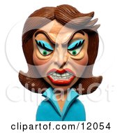 3d Angry Brunette Woman