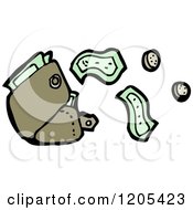 Cartoon Of A Wallet And Cash Royalty Free Vector Illustration