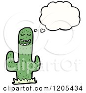 Cartoon Of A Thinking Saguaro Cactus Royalty Free Vector Illustration by lineartestpilot