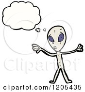Cartoon Of A Thinking Space Alien Royalty Free Vector Illustration by lineartestpilot