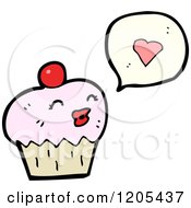 Cartoon Of A Speaking Cupcake Royalty Free Vector Illustration