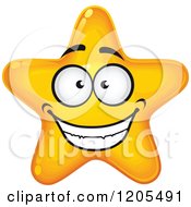 Clipart Of A Yellow Star Grinning Royalty Free Vector Illustration