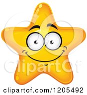 Clipart Of A Yellow Star Smiling Royalty Free Vector Illustration