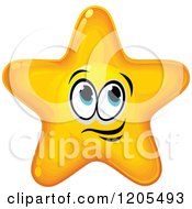 Clipart Of A Yellow Star Thinking Royalty Free Vector Illustration