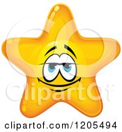 Clipart Of A Yellow Star Making An Amourous Face Royalty Free Vector Illustration