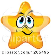 Clipart Of A Yellow Star Making A Mad Face Royalty Free Vector Illustration