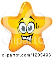 Clipart Of A Yellow Star Making A Nervous Face Royalty Free Vector Illustration