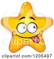 Clipart Of A Yellow Star Making A Silly Face Royalty Free Vector Illustration