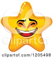 Clipart Of A Yellow Star Laughing Royalty Free Vector Illustration
