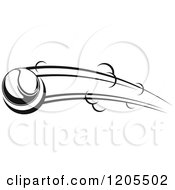 Clipart Of A Black And White Flying Tennis Ball Royalty Free Vector Illustration