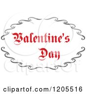 Clipart Of Red Valentines Day Text With Black Swirls 5 Royalty Free Vector Illustration