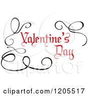 Clipart Of Red Valentines Day Text With Black Swirls 3 Royalty Free Vector Illustration