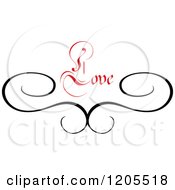 Poster, Art Print Of Red Love Text And Swirls