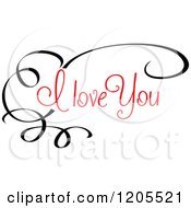 Poster, Art Print Of Red I Love You Text With Swirls