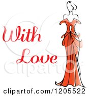 Poster, Art Print Of With Love Text With A Woman In A Red Dress