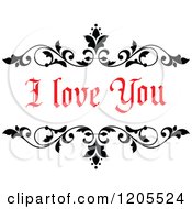 Clipart Of Red I Love You Text With Vines Royalty Free Vector Illustration by Vector Tradition SM
