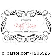 Clipart Of Red With Love Text And Swirls Royalty Free Vector Illustration