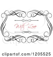 Poster, Art Print Of Red With Love Text And Swirls