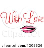 Clipart Of Red With Love Text And Lips Royalty Free Vector Illustration