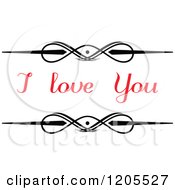 Poster, Art Print Of Red I Love You Text With Swirls 2