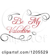 Clipart Of Red Be My Valentine Text And Swirls Royalty Free Vector Illustration by Vector Tradition SM