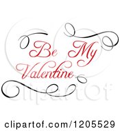 Red Be My Valentine Text And Swirls