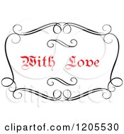 Clipart Of Red With Love Text And Swirls 3 Royalty Free Vector Illustration