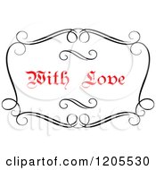 Poster, Art Print Of Red With Love Text And Swirls 3